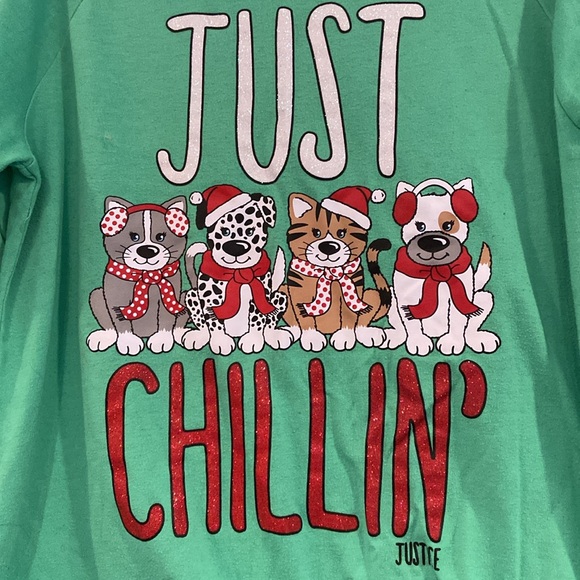 EUC! Girls size 20, Justice Christmas sleepwear pajama set with puppies, dogs! - Picture 2 of 6